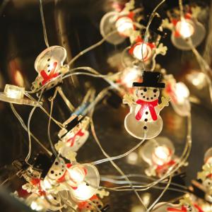 Tündérfény hóemberrel, elemes dekor füzér, 2 m 20 LED