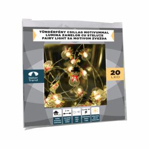 Tündérfény hóemberrel, elemes dekor füzér, 2 m 20 LED