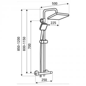 Zuhanyszett termosztátos csapteleppel - Vesuvio fekete