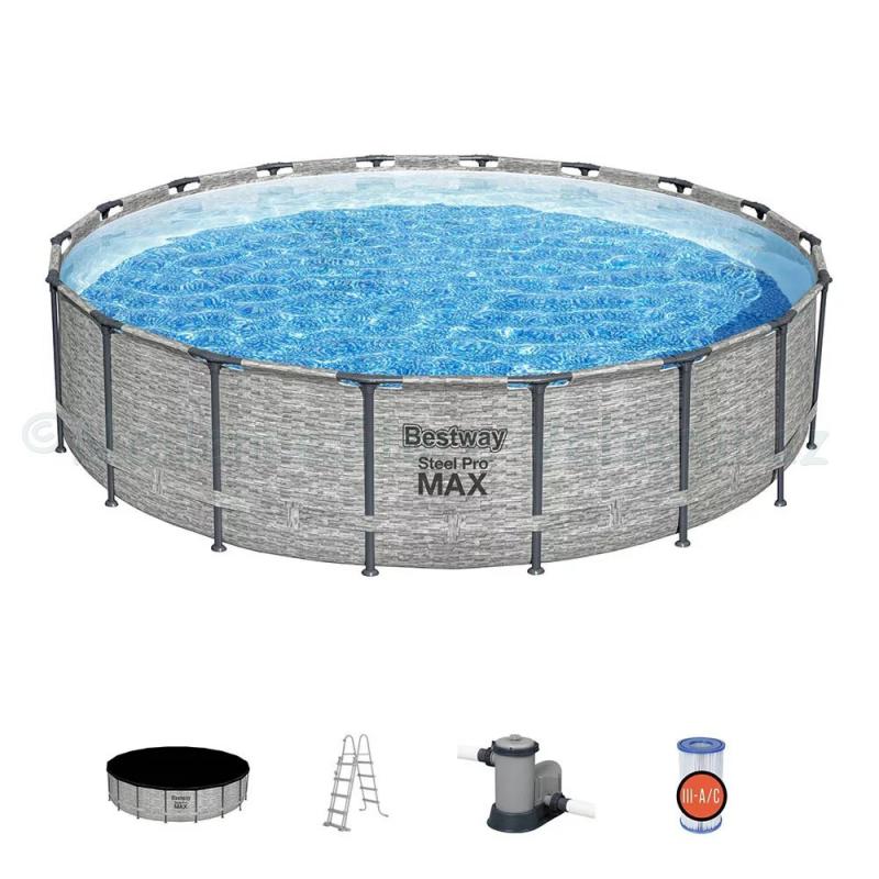 Fémvázas medence 549 x 122 cm készlet Steel Pro MAX STONE