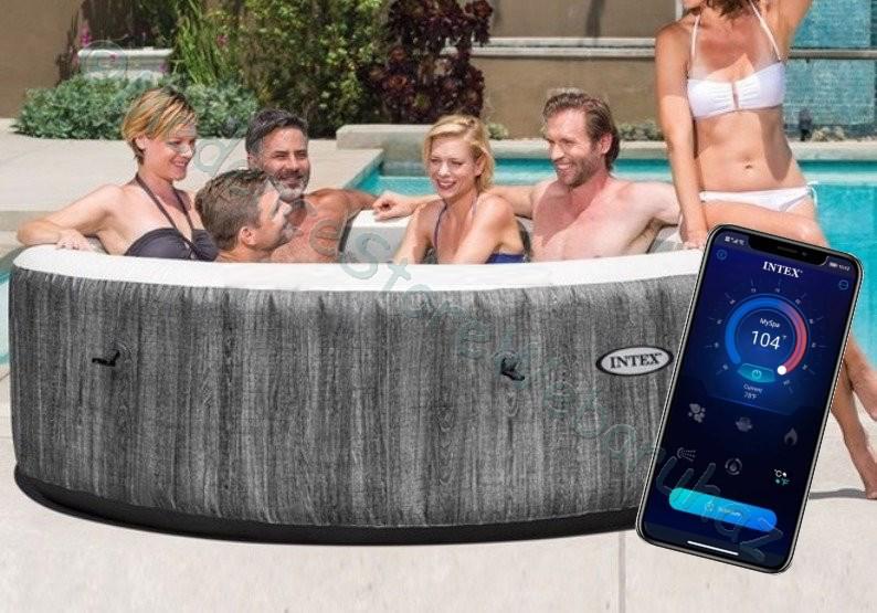 INTEX PureSpa Greywood Deluxe masszázsmedence WIFI vezérléssel, 6 személyes