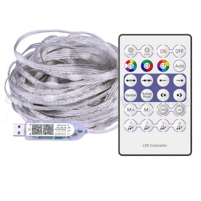 Okos fényfüzér USB csatlakozóval,100 LED 10 m