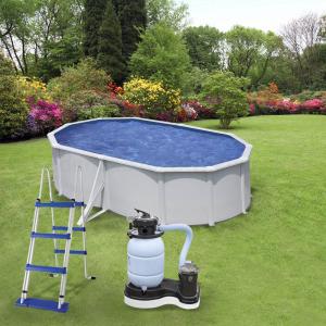 5,0 x 3,0 x 1,2 m fémfalas ovális medence készlet HOMOKSZŰRŐVEL