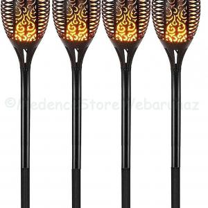 Fáklya napelemes kerti lámpa 12 LED-es, 4 db-os készlet