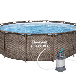 Fémvázas medence 366 x 100 cm készlet HOMOKSZŰRŐVEL STEEL PRO MAX RATTAN