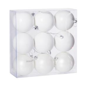 Gömbdísz fehér, 8 cm 9 db