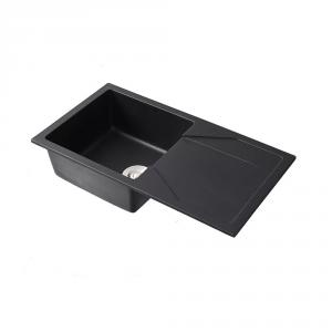 Gránit szögletes egy medencés mosogató + csepegtető  - Gori, fekete