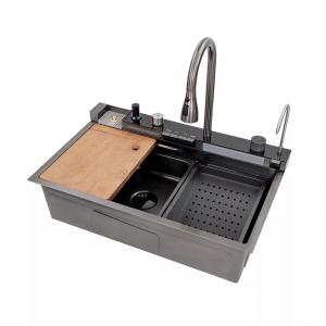 Multifunkciós rozsdamentes mosogató, digitális csapteleppel - Catania