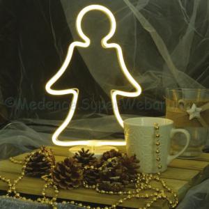 Neonfényű ablak vagy lakásdísz elemes - angyal 32 cm