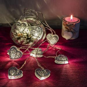 Szív fényfüzér elemes 1,6 m 10 LED