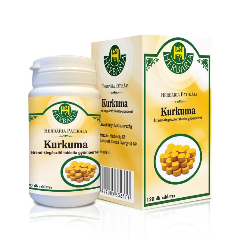 HERBÁRIA KURKUMA GYÖMBÉR TABLETTA 120DB