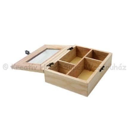 4 rekeszes  tükrös doboz  14 x 10 x 3,5 cm