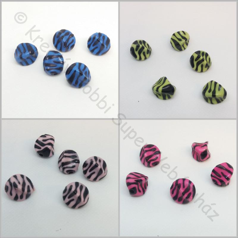 Akril gyöngy - csavart csíkos 5 db