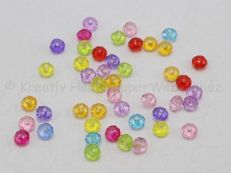 Akril gyöngy - fánk csiszolt 6 x 10 mm 20 db