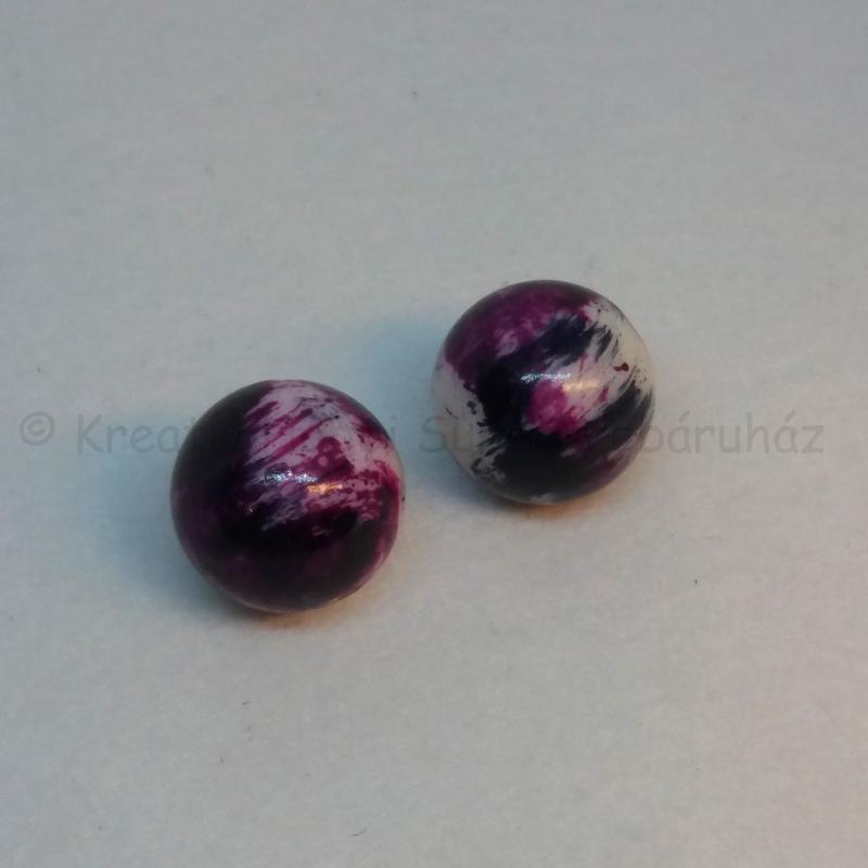 Akril gyöngy - golyó, batikolt lila 2 db