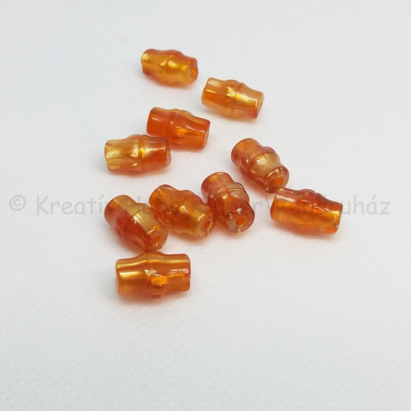 Akril gyöngy - hordó, narancs 10 db