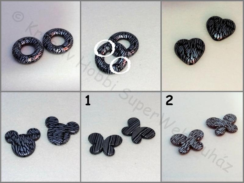Akril gyöngy - különböző formák, fekete-ezüst 2 db