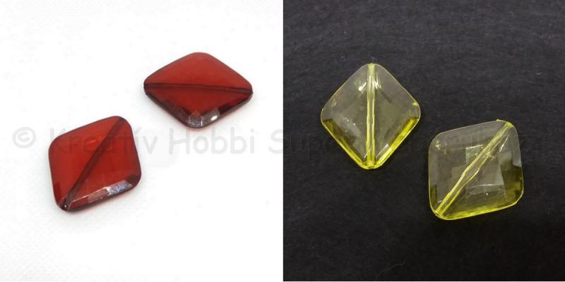 Akril gyöngy - rombusz csiszolt 30 x 26 mm 2 db