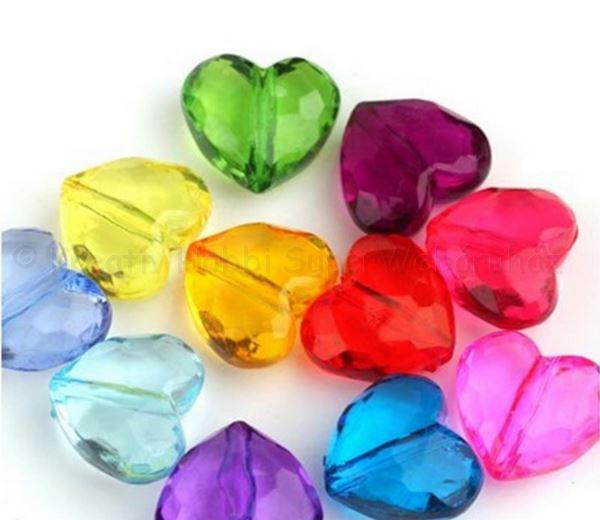 Akril gyöngy - szív csiszolt 11,5 mm 6 db