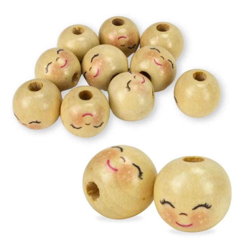 Babafej 20 mm festett fa - mosolygó