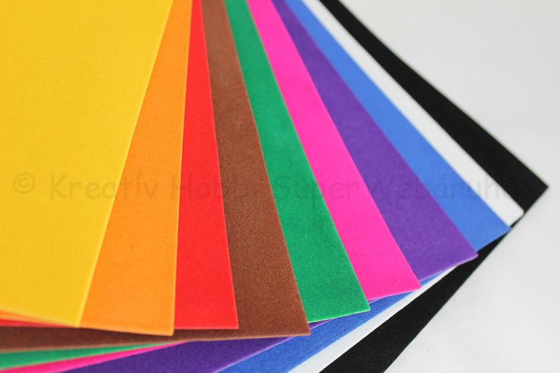 Bársonyhatású, flokkolt  dekorgumi 2 mm,  A4