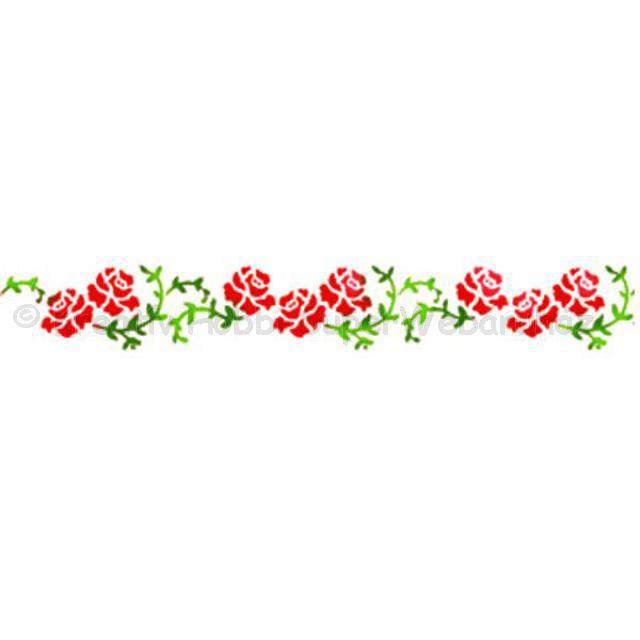 Bordűr stencil E, 60 x 7 cm - rózsa girland