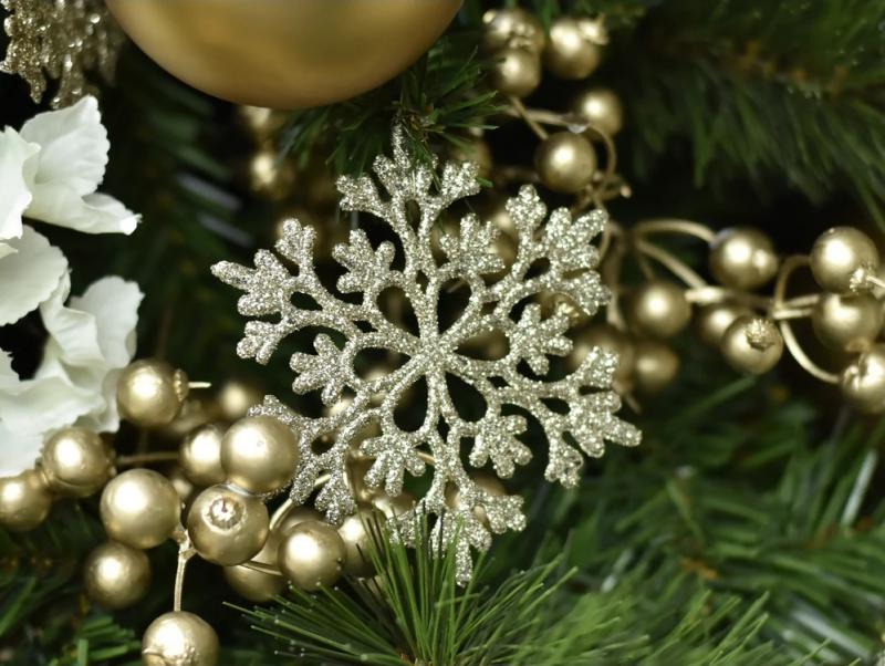 Csillámos hópehely 9,5 cm - pezsgő