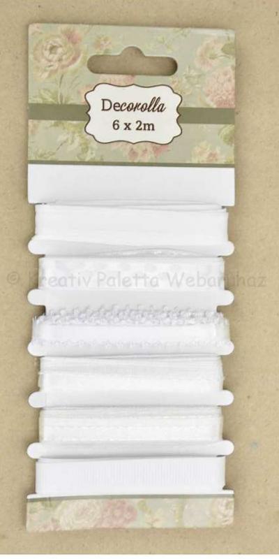 Dekor szalag csipkével 6 x 2 m fehér árnyalatok