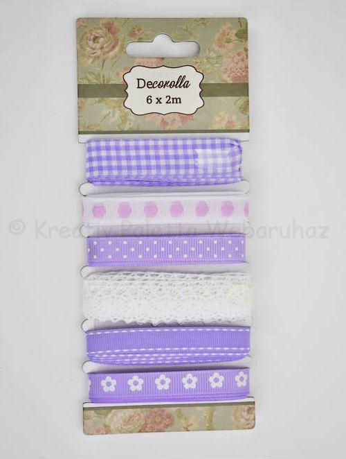 Dekor szalag csipkével 6 x 2 m lila árnyalatok