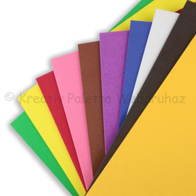 Dekorgumi - moosgumi 2 mm, A4 - vegyes színek 10 db