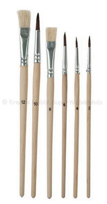 Ecsetkészlet természetes sörtékkel 6 db-os készlet