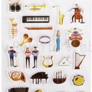 3D öntapadó matrica - hangszerek, zene