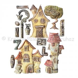 A5 Szilikon öntőforma - oduk, házak - Furry Friends houses
