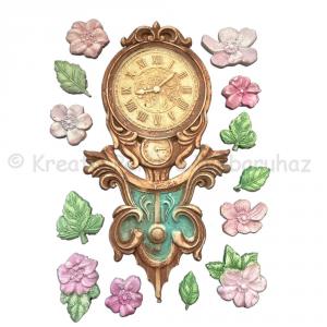 A5 szilikon öntőforma - órák és virágok - Gardens of Time clock and flowers