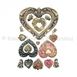 A5 szilikon öntőforma - szívek, medálok