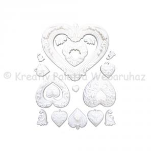 A5 szilikon öntőforma - szívek, medálok