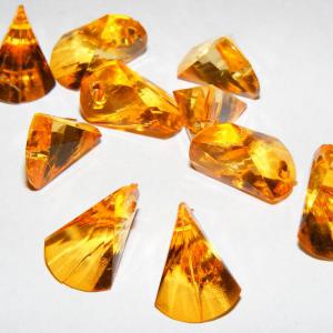 Akril gyöngy - ék alakú 14 x 10 mm 12 db - sárga