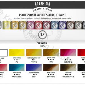 Akrilfesték szett 12 x 20 ml - Artemisia