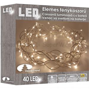 Fénykoszorú elemes, 30 cm 40 LED