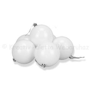 Gömbdísz fehér, 6 cm 6 db