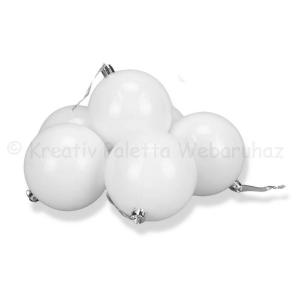 Gömbdísz fehér, 8 cm 6 db