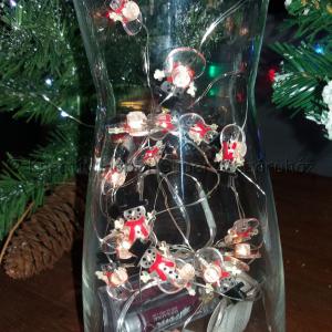 Hóember figurás tündérfény dekorfüzér elemes, 2 m 20 LED