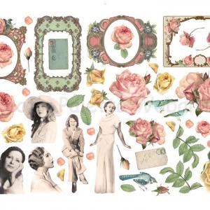 Karton öntapadó kivágott formák - Rose Parfum, keretek és hölgyek