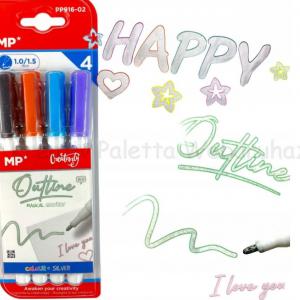 Mágikus filctoll ezüst színű körvonallal, 4 szín