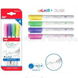 Mágikus filctoll ezüst színű körvonallal, 4 szín