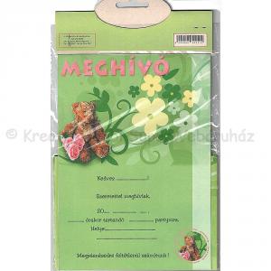 Meghívó borítékkal 6 db - macis