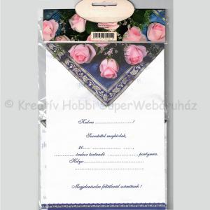 Meghívó borítékkal 6 db - rózsás