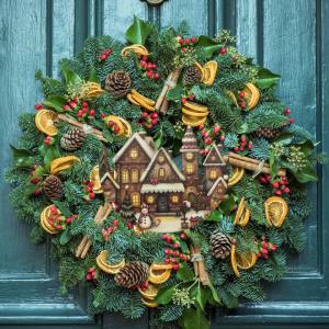 Nyomtatott dekorkarton - havas házak