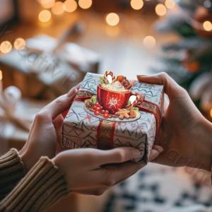 Nyomtatott dekorkarton - Karácsonyi forró csoki  3 db/cs