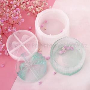 Professzionális szilikon öntőforma - kerek doboz tetővel 8,7 x 4,5 cm